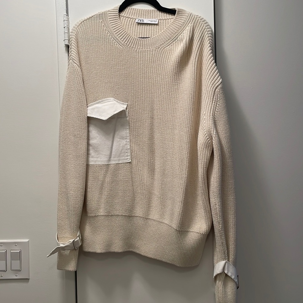 Zara oversized sweater with belt tie sleeve detail